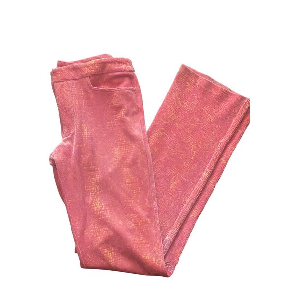 Y2K Betsey Johnson New York Iridescent Festival Velvet Snake Print Flare Pants M - Picture 6 of 10